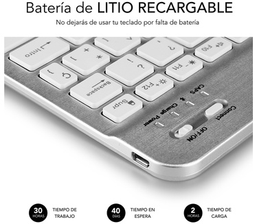 SUBBLIM TECLADO SMART BACKLIT BLUETOOTH SILVER