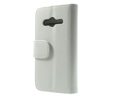 Kees Lederlook Portemonnee Hoesje Samsung Galaxy Trend 2 - Wit