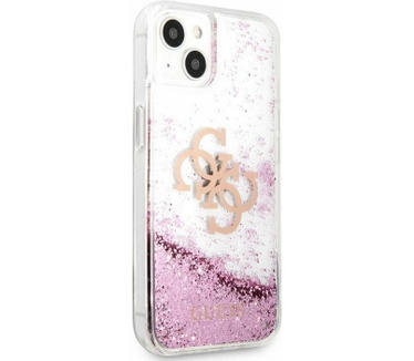 Guess Big 4G Liquid Glitter Case - iPhone 13 Mini (5.4") - Roze Roze
