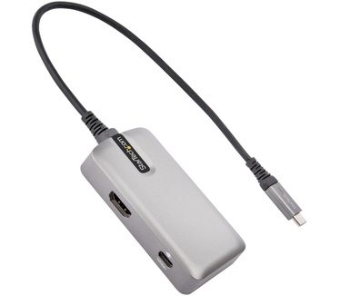 Startech.com USB C Multiport Adapter, USB Type-C naar 4K 60Hz HDMI 2.0, 100W Power Delivery Pass-through, 3-Port 10Gbps USB Hub, Compacte USB C Mini Dock, 25cm Kabel