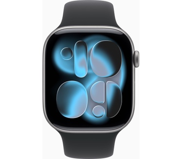 Apple Watch Series 11, 46mm, GPS + Cellular, Aluminium, Sportbandje S/M, Grijs (Zwart)
