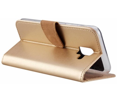 Merkloos Luxe Lederen Bookcase hoesje voor de Samsung Galaxy A6 2018 - Goud (Samsung Galaxy A6 2018) Goud