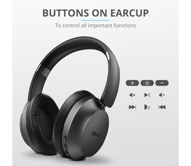 Trust Eaze Bluetooth Wireless Over-ear Headphones (Zwart)