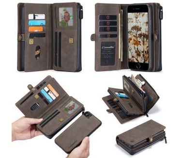 Caseme Apple iPhone SE 2020 / iPhone 7/8 Luxe Multi Portemonnee Hoesje Coffee