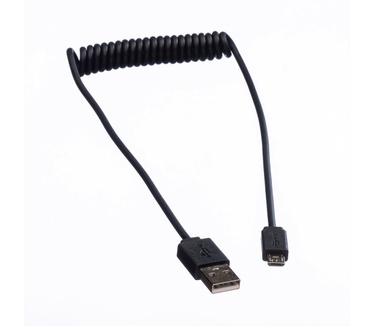 Roline USB 2.0 Spiraalkabel, A male - Micro B male 1,0 m Zwart