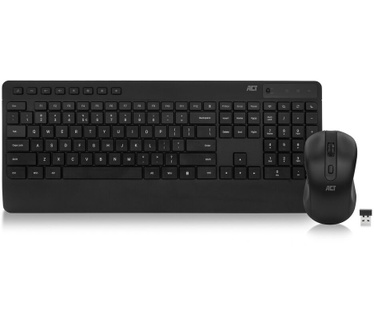 ACT Draadloos toetsenbord en muisbundel (Qwerty), stille klik, milieuvriendelijk, gemaakt van gerecycled materiaal