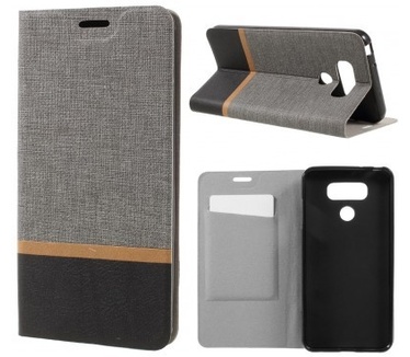 qMust LG G6 Wallet Case - TPU frame - Striped Grey