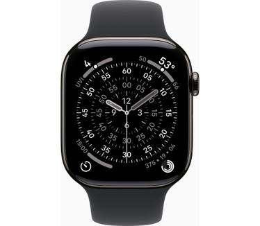 Apple Watch Series 11, 46mm, GPS + Cellular, Titanium, Sportbandje M/L, Zwart (Zwart)