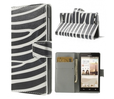 Kees Zebra Print Portemonnee Hoesje Huawei Ascend G6