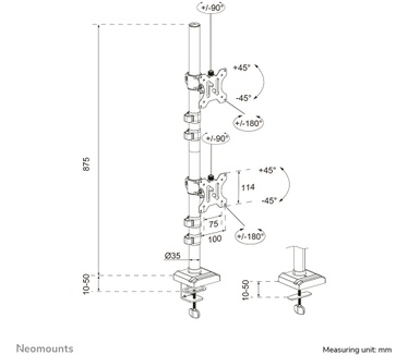 Neomounts Neomounts DS60-600BL2V Monitorarm voor twee schermen 10-32"