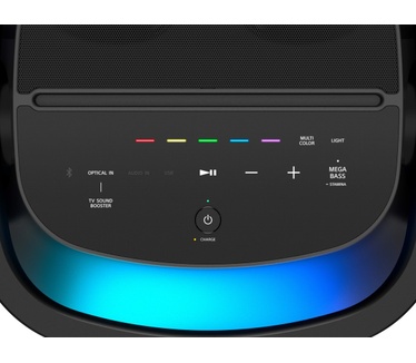 Sony SRS-XV900 SRSXV900B.CEL Bluetooth-partyluidspreker met omnidirectioneel geluid (verlichting, voor binnen en buiten, 25 uur batterij, karaoke-functie en touchscreen, zwart