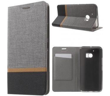 Just in Case HTC 10 Wallet Case - TPU frame - Striped Grey