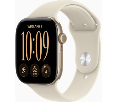 Apple Watch Series 12, 46mm, GPS + Cellular, Aluminium, Sportbandje S/M, Goud (Groen, Zand)