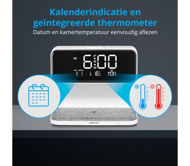 Medion Medion P66075 - Digitale wekker - Slaapkamer - Klok - QI Smartphone laadvlak - Wit