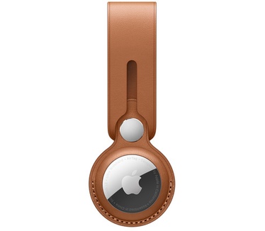 Apple AirTag-hanger, leer, Zadelbruin