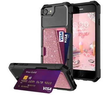 qMust Apple iPhone 8 / 7 / 6S / 6 Hybrid Card Holder Hoesje Rose Goud