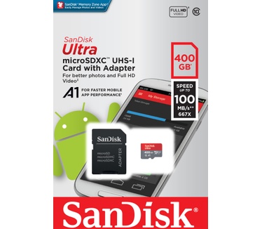 Sandisk Ultra microSDXC Class 10 UHS-I A1 UHS Class 1 400GB + SD-adapter