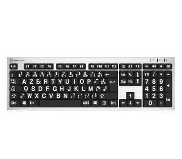 LogicKeyboard LargePrint, White on Black, AZERTY, FR