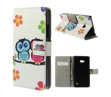 qMust Microsoft Lumia 640 wallet case - hoesje met stand - Owls