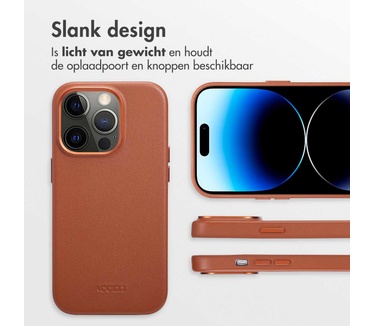 Accezz MagSafe Leather Backcover iPhone 14 Pro - Bruin
