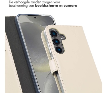 Selencia Echt Lederen Bookcase Samsung Galaxy S25 - Greige