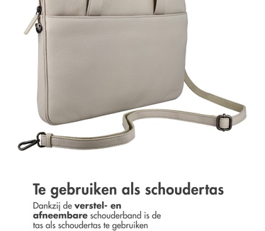 Accezz Leather Laptoptas 16 inch - Beige