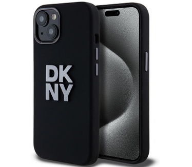 DKNY Silicone Metal Logo Back Case - iPhone 15 (6.1") - Zwart Zwart