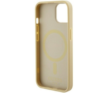 Guess Saffiano MagSafe Back Case - Apple iPhone 15 (6.1") - Goud Goud