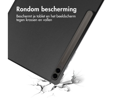 Accezz Trifold Bookcase Samsung Tab S9 FE Plus - Zwart