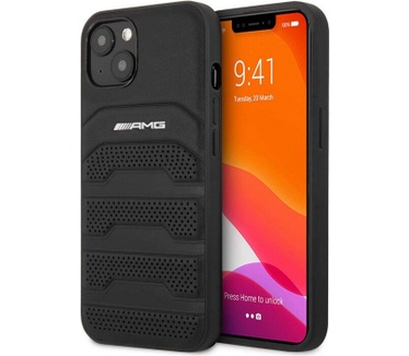 Mercedes-Benz AMG Leather Back Cover - iPhone 13 (6.1") - Zwart Zwart