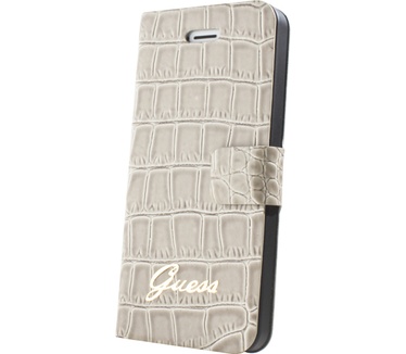 Guess iPhone 5 bookcase met krokodillenprint - beige