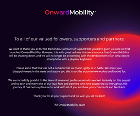 OnwardMobility BlackBerry-project einde