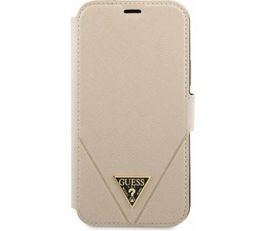 Guess Saffiano V-Stitch Book Case iPhone 12/12 Pro (6.1") - Goud Goud