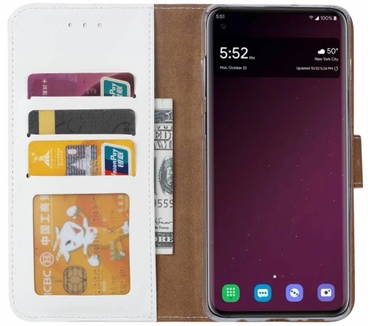 Luxe Lederen Bookcase hoesje voor de Samsung Galaxy S10 - Wit (Galaxy S10) Wit