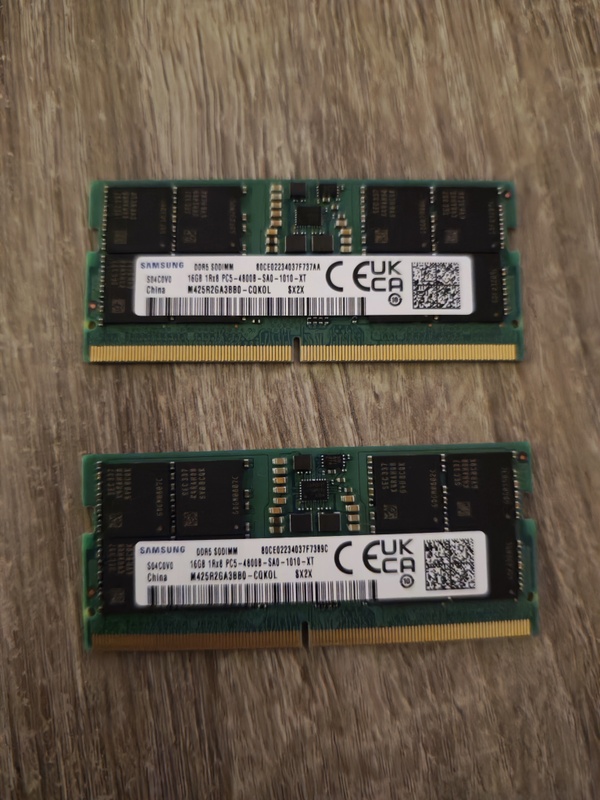 2x 16GB DDR5-4800 SODIMM (Samsung M425R2GA3BB0-CQK) aangeboden