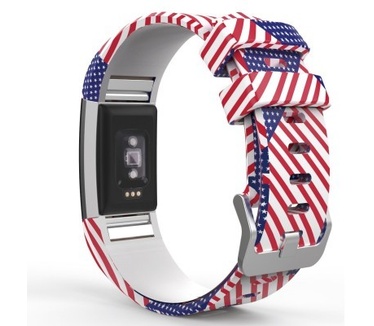 qMust Fitbit Charge 2 Bandje Amerikaanse Vlag - sportbandje