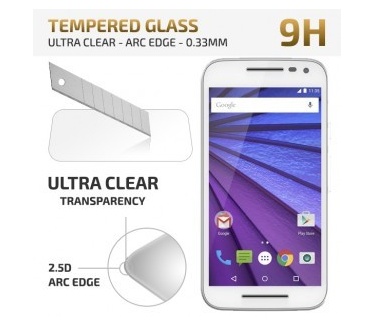 qMust Motorola Moto G (3rd gen) Tempered Glass protector - Ultra Clear - Arc Edge