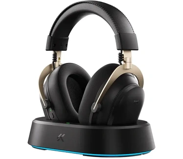 MCHOSE V9 Turbo+ Wireless Gaming Headset with Magnetic Charging Dock Goud, Zwart