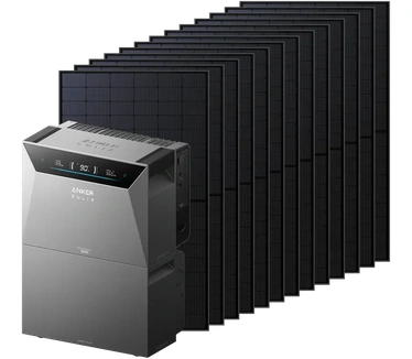 Anker Solix Solarbank 4 E5000 Pro + BP5000 uitbreidingsbatterij + 500Wp bifaciaal Voor 12 panelen + 12 Bifaciale Zonnepanelen (6000 W)