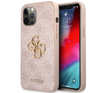 Guess 4G Metal Logo Back Case - iPhone 12 Pro Max (6.7") - Roze Roze