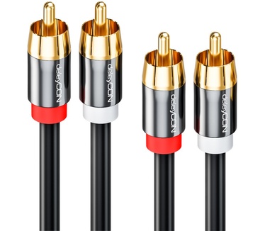 deleyCON deleyCON 12,5m Cinch Kabel Stereo Audio Cinch RCA Kabel 2x Cinch Stecker zu 2x Cinch Stecker HiFi-Anlage HiFi-Receiver Heimkino Blu-Ray Player schwarz