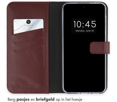 Selencia Echt Leren Bookcase voor de Samsung Galaxy A36 / A56 - Burgundy