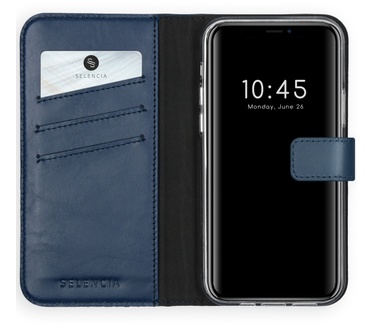 Selencia Echt Lederen Bookcase iPhone 12 Pro Max - Blauw