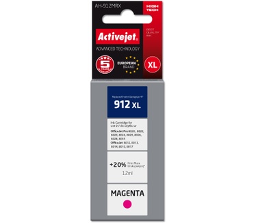 Activejet Activejet AH-912MRX inkt voor HP printers, Vervanging HP 912XL 3YL82AE; Premium; 990 pagina's; paars