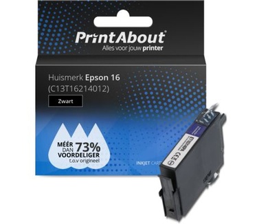 PrintAbout Huismerk Epson 16 (C13T16214012) Inktcartridge Zwart
