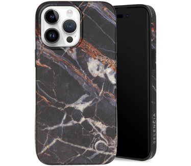Selencia Aurora Fashion Backcover iPhone 14 Pro Max - Duurzaam hoesje - 100% gerecycled - Zwart Marmer