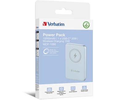 Verbatim Charge 'n' Go Magnetische Draadloze Power Bank 10000mAh Blauw