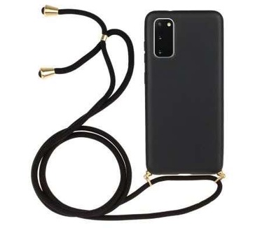 qMust Soft TPU Samsung Galaxy S20 hoesje met koord - Zwart
