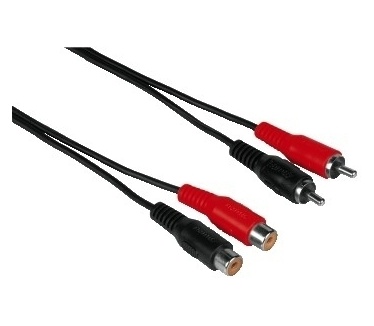 Hama Audio Extension Cable 2 RCA Male Plugs - 2 RCA Female Jacks, 5 m