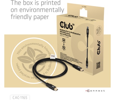 Club 3D MiniDisplayPort™ to MiniDisplayPort Bi-Directional VESA DP80 Certified Cable M/M 1m/3.28ft